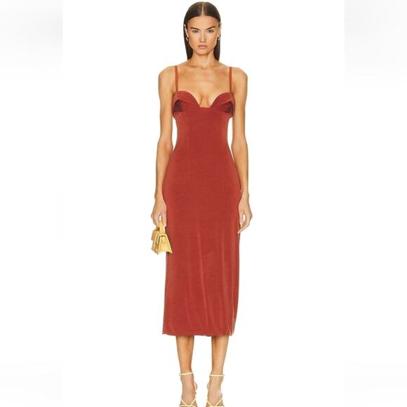 JACQUEMUS La Robe Praia Dress in Terracotta Size 44 US 12 Midi Sleeveless - Picture 1 of 16